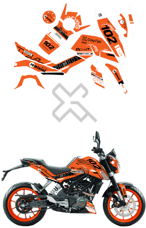 Dckley Edition Full Body Sticker Compatible with Duke 125/200/390 Gen 1 | Made in Premium Gloss Vinyl with FPF (Fade Protection Film), Waterproof, Precut Sticker, Pack of 1